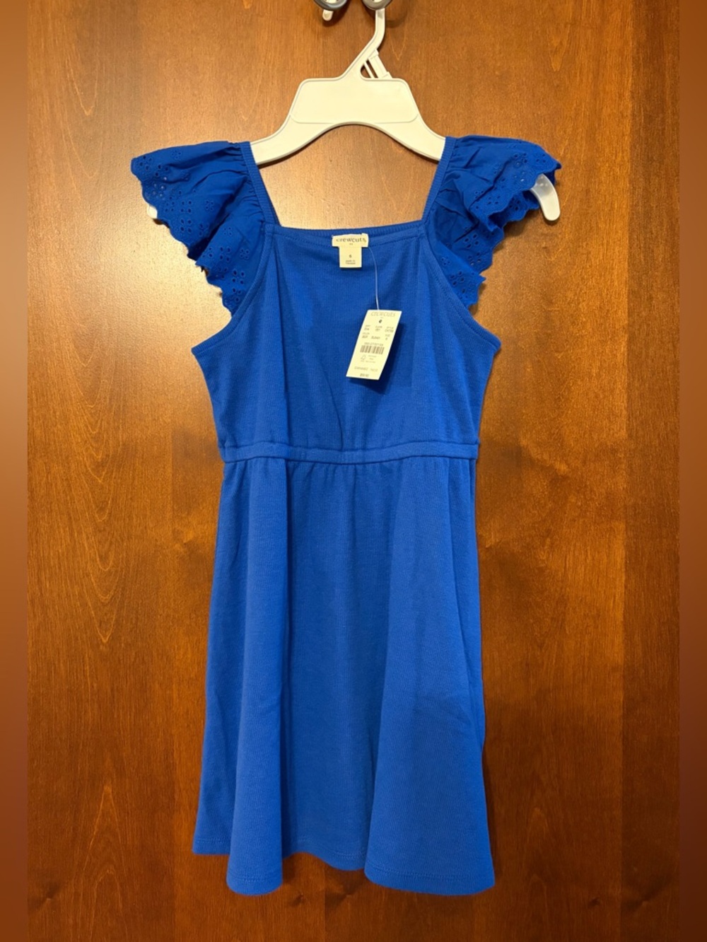 New J. Crew Crewcuts Girls Royal Blue Flutter Sleeve Knit Dress size 6